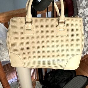 Tory Burch ivory leather mesh handbag Medium size